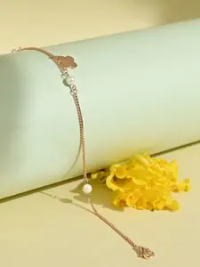 TOUCH925 925 Pure Silver Pearls Studded Anklet