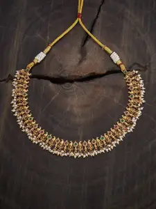 Kushal's Fashion Jewellery Gold-Plated Ruby Studded Antique Necklace