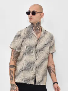 Snitch Men Boxy Opaque Printed Casual Shirt