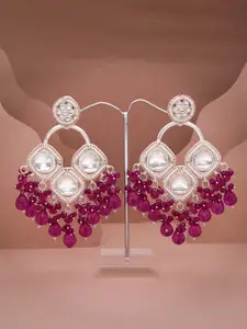 Anouk Silver-Plated Artificial Beads Contemporary Jhumkas
