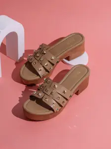 Inc 5 Embellished Party Block Sandals with Buckles