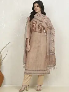 Biba Floral Embroidered Thread Work Unstitched Dress Material