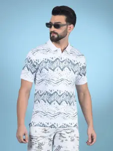 Crimsoune Club Men Printed Polo Collar Raw Edge Slim Fit T-shirt