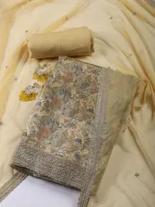 Meena Bazaar Floral Printed Sequinned Unstitched Dress Material