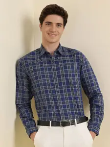 Allen Solly Men Slim Fit Spread Collar Tartan Checked Cotton Formal Shirt