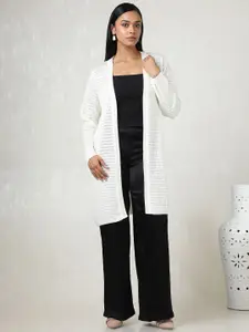 Soch Self Design V-Neck Open Front Acrylic Longline Shrug