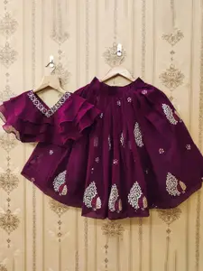 BAESD Girls Embellished Thread Work Ready to Wear Lehenga & Choli