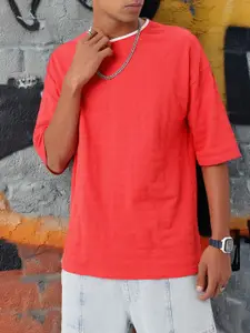 Kook N Keech Self Design Textured Oversized T-shirt