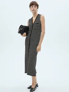 MANGO Striped Sheath Midi Dress