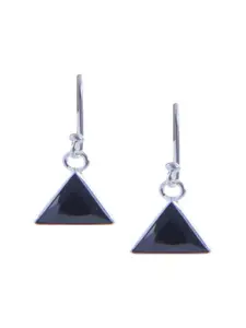 Abhooshan 92.5 Sterling Silver Silver-Plated Cubic Zirconia Triangular Drop Earrings