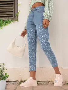DressBerry Women Slim Fit Printed Stretchable Crop Jeans