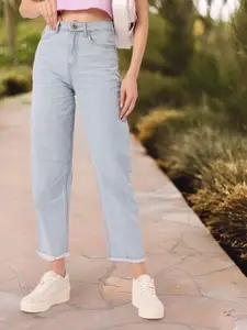 DressBerry Women Slouchy Fit Light Fade Frayed Jeans