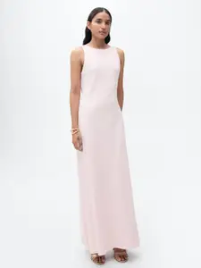 MANGO Backless Maxi Satin Dress