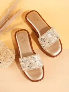 RUXBYPAYAL Women Embellished Open Toe Flats