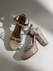 Inc 5 Striped Party High-Top Block Sandals with Bows