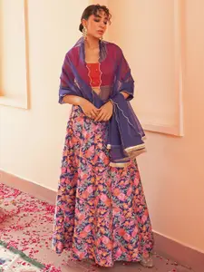 KALINI Printed Sequinned Ready to Wear Lehenga & Blouse With Dupatta
