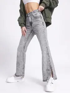 glitchez Women Slit Flared Jeans
