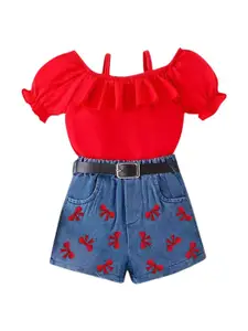 StyleCast x Revolte Girls Short Sleeves Shoulder Straps Top With Shorts