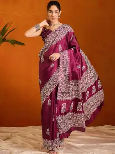 Anouk Rustic Floral Bagru Saree