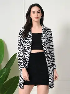 BAESD Abstract Printed Long Sleeves Open Front Longline Shrug