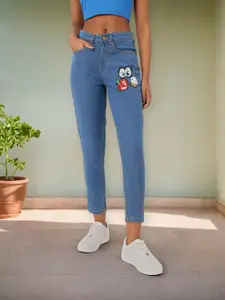 DressBerry Women Embellished Sequined Mom Fit Jeans