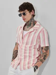 Snitch Men Boxy Multi Stripes Opaque Striped Casual Shirt