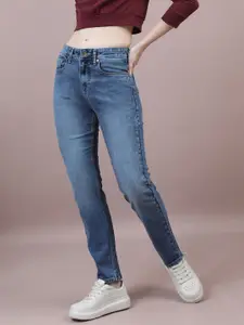 Chemistry Women Comfort Slim Fit High-Rise Light Fade Acid Wash Stretchable Jeans