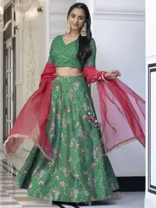 KALINI Printed Sequinned Ready to Wear Lehenga & Blouse With Dupatta