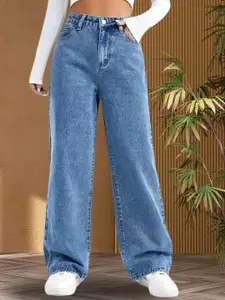 RIVI Women Jean Straight Fit High-Rise Light Fade Stretchable Jeans