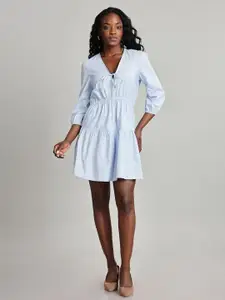Tommy Hilfiger Bishop Sleeve Organic Cotton Fit & Flare Mini Dress
