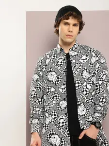 Kook N Keech Pure Cotton Printed Drop-Shoulder Sleeves Oversized Casual Shirt