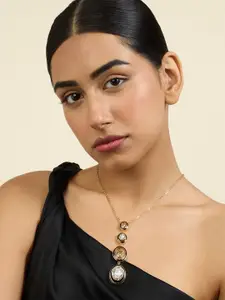 Isharya 18Kt Gold-Plated Crystals Studded Oceanus Y Necklace