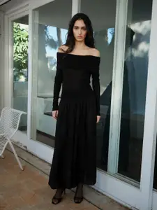 MANGO Off-Shoulder A-Line Maxi Dress