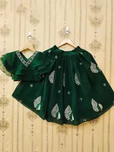 BAESD Girls Embellished Thread Work Ready to Wear Lehenga & Choli