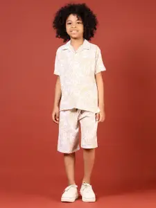 V-Mart Boys Printed Pure Cotton Shirt With Shorts