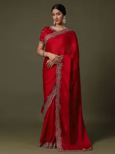 Saree mall Sequinned Satin Embellished Saree