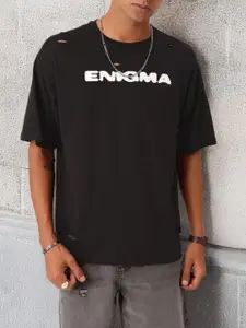 Kook N Keech Grunge Cut-Outs Printed Relaxed Fit T-shirt