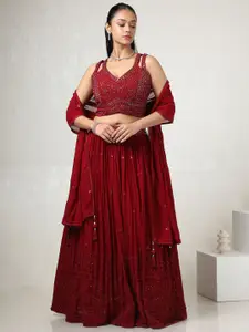 Soch Embellished Mirror Work Ready to Wear Lehenga & Blouse With Dupatta