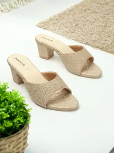 AVIVASTYLE Textured Block Peep Toes
