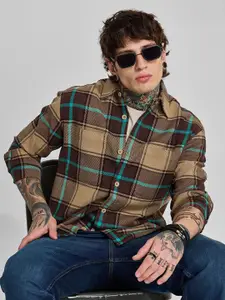 Snitch Men Relaxed Opaque Checked Casual Shirt