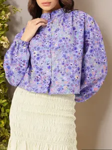 DressBerry Printed Gathers Boxy Casual Shirt