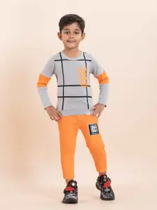 YK X JUST KiDDiNG Boys Printed Round Neck Pure Cotton T-Shirt With Trouser