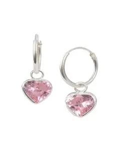 Abhooshan Sterling Silver Silver Plated Heart Shaped Hoop Earrings