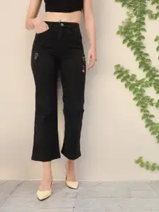 DressBerry Women Distressed Flared Cropped Jeans