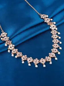 GIVA Silver Rose Gold-Plated Handcrafted Necklace
