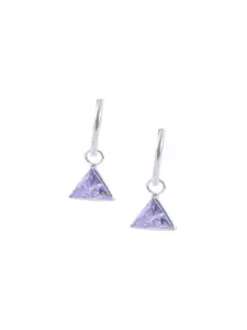 Abhooshan Sterling Silver Silver-Plated Triangular Hoop Earrings