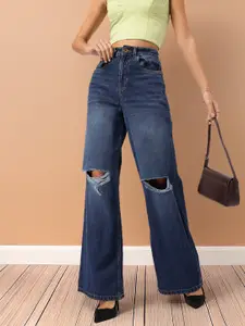 DressBerry Women Distressed Wide Leg Jeans