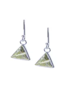 Abhooshan 92.5 Sterling Silver Silver-Plated CZ Studded Triangular Shaped Drop Earrings