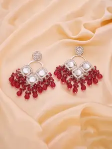 Anouk Silver-Plated Artificial Beads Contemporary Jhumkas