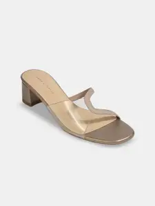 LEMON & PEPPER Embellished PU Party Block Sandals